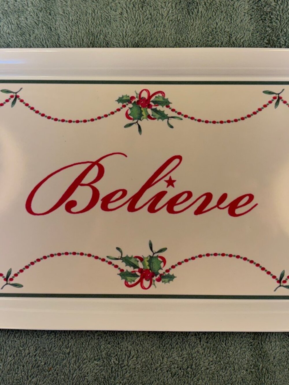 Spode Christmas Tree Pimpernel Believe Sandwich Tray NIB Melamine Platter 14.5"